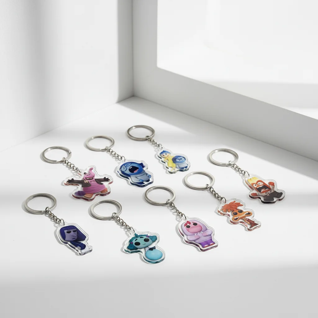 مجموعة سلسلة مفاتيح مصنوعة من الأكريليك مكونة من 9 قطع، شخصيات غضب الحزن الفرح، حلقة مفاتيح ساحرة لحقيبة الظهر، هدية للأصدقاء المشجعين #4