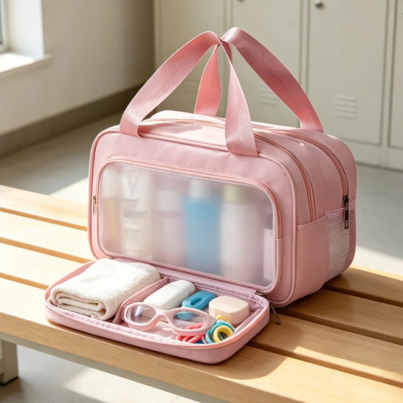 Waterproof Wet Dry Separation Toiletries Bag Large Capacity Portable Makeup Organizer Handheld Tote For Travel Business Trip