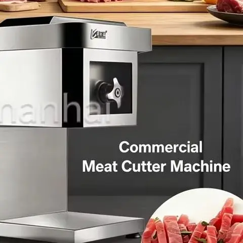 Commercial Desktop Stainless Steel Meat Cutter - Fully Automatic Multifunctional Electric Slicer with High Power for Kitchen