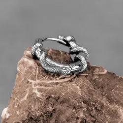 Punk Hip Hop Viking Winding Snake Stainless Steel Fashion Animal Men Women Earrings Amulet  Charm Jewelry Wholesale