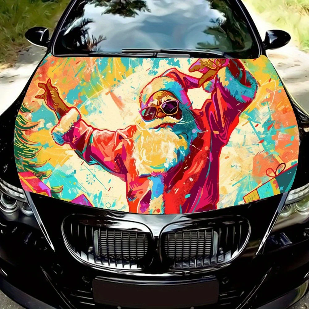 

Artistic - Splash Santa Pattern Car hood stickers, waterproof self-adhesive car vinyl stickers, car decoration protection sticke