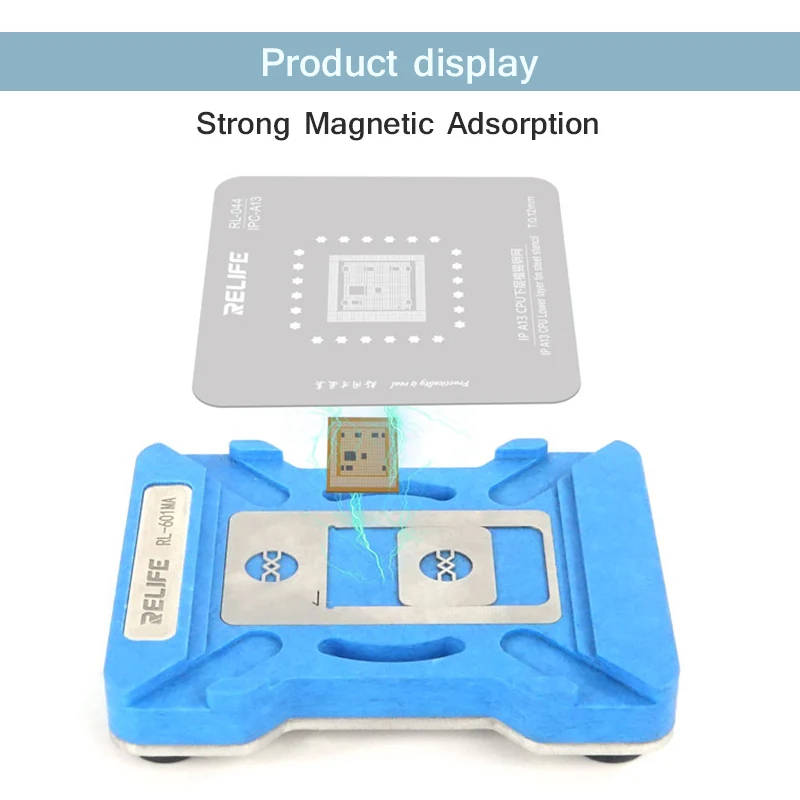 RELIFE RL-601MA 10 in 1 CPU Reballing Stencil Kit for IP6~15 ProMax A8-A17 High Precision Positioning Tin Planting Platform Set