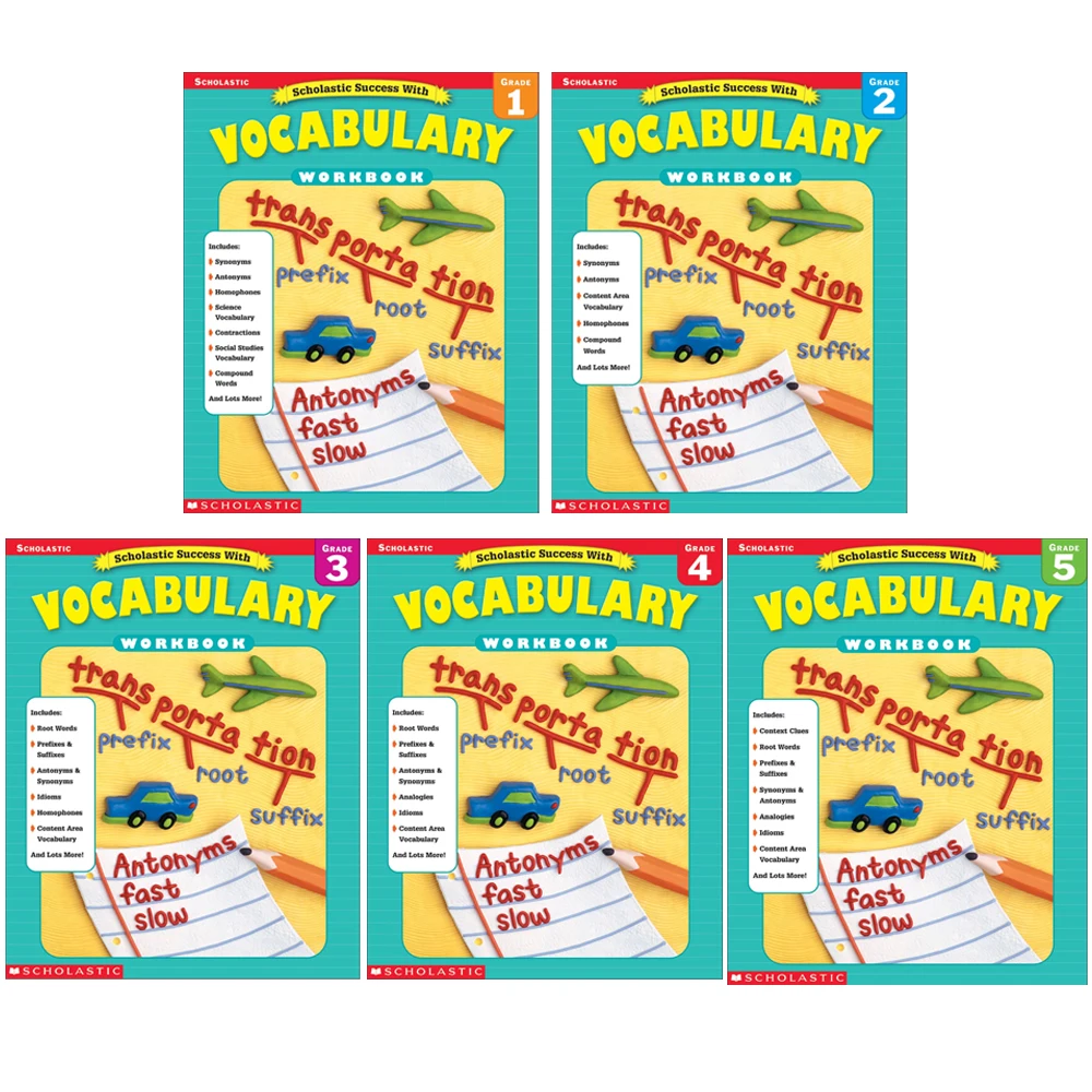 

success with vocabulary grade1~5--workbook for kid learning English word practice homework learning toy book in English