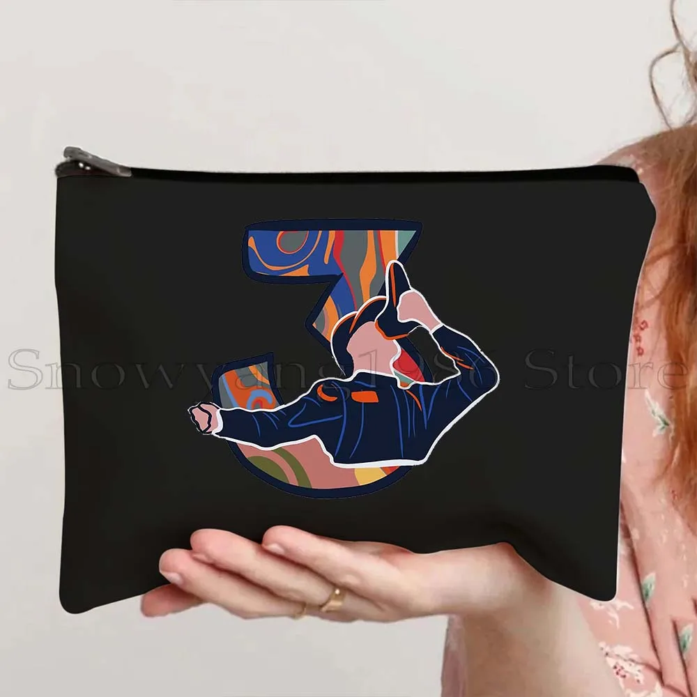 Formula One F1 Racing Daniel Ricciardo Number 3 Helmet Cute Fan Gift Canvas Cosmetic Bag Makeup Travel Storage Pouch Pencil Case