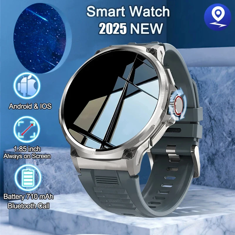 

2025 New Men Sports Smart Watch GPS AMOLED Heart Rate Monitoring LED Flashlight NFC Bluetooth Call Health monitoring Men gift