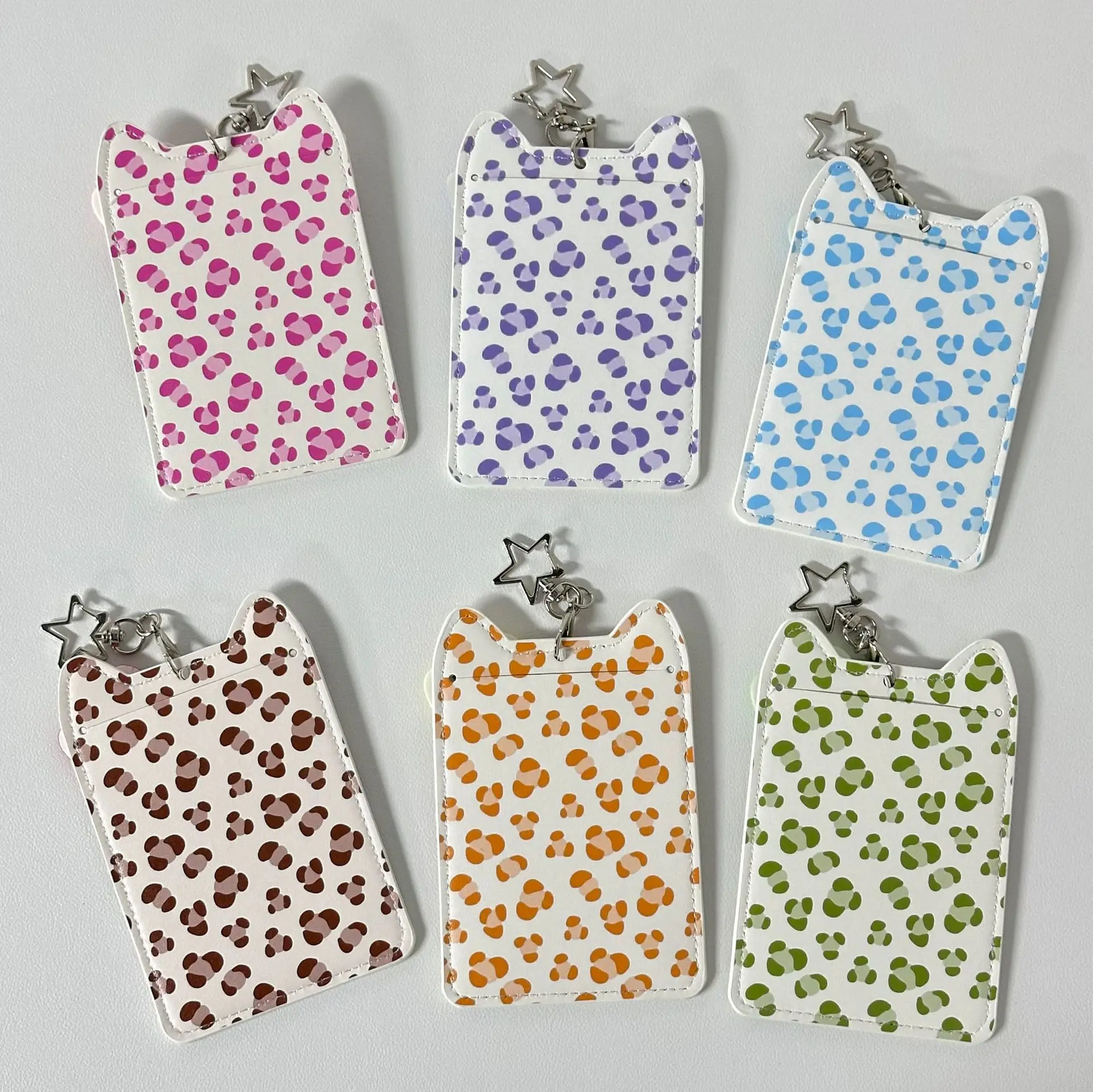 Colorful PU Leather Leopard Bowknot Photo Card Holder Pockets for 2.5x3.7 Inch Mini Photo Sticker & Name Card 3 Inch Photos