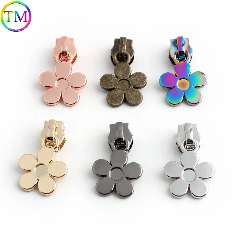 Flower Shape 5# Zippers Sliders For Nylon Zipper Bags Clothes Down Jacket Zip Head Puller Repair Kits DIY Sewing Accessory