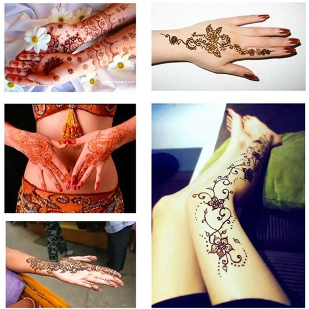 Mehndi indien-Pâte de henné brun naturel, pour maquillage des doigts, pieds, crème pour le corps, dessin temporaire pour tatouage, St T3C6