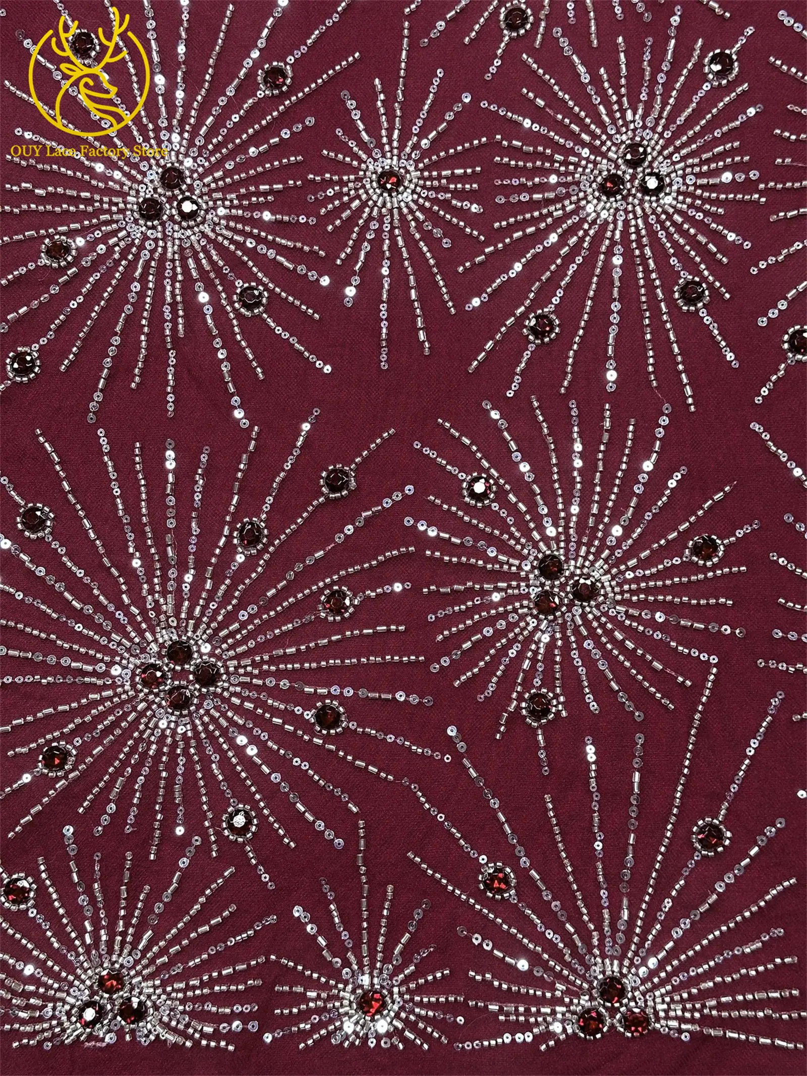 Neues Design Französische Edelstein-Spitzenstoffe 5 Meter Nigerianische Perlen-Pailletten-Spitze Afrikanischer Spitzenstoff für Hochzeitskleider – Detail 9
