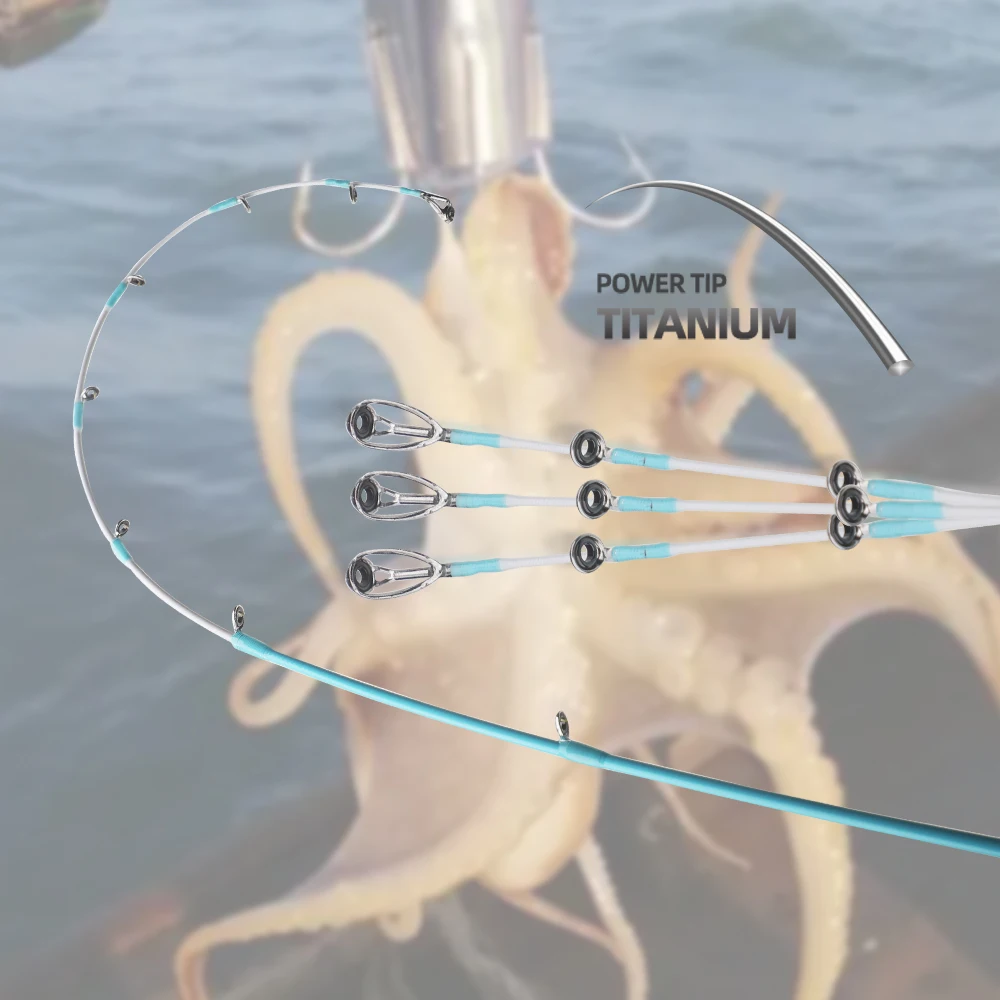 ROLLFISH 1,55M Titan-Spitze Oktopus-Tintenfisch-Kohlefaser-Salzwasser-Bootsrute zum Slow Jigging und Casting + Aufbewahrungstasche – Detail 4