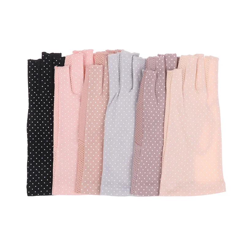 1Pair Manicure Gloves UV Protection Stretchy Breathable Fingerless Fiber Cotton Nail Art Lamp Gloves For Home Salon