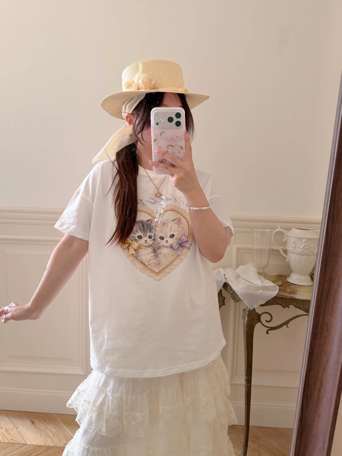 ReallyWhy Loose Fit Retro  Print T-Shirt 230g Combed Cotton Comfortable Unisex Short Sleeve round Neck Casual Top