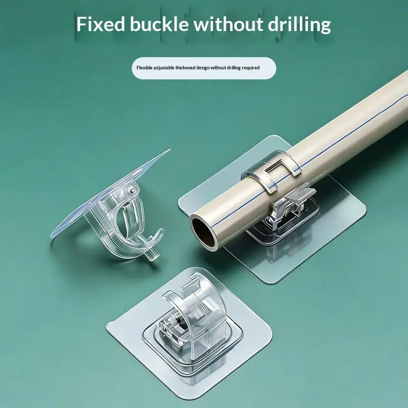 No Drill Curtain Rod Brackets Adjustable Self Adhesive Hooks for Curtain Rod Installation in Apartments Rented Rooms and Offices