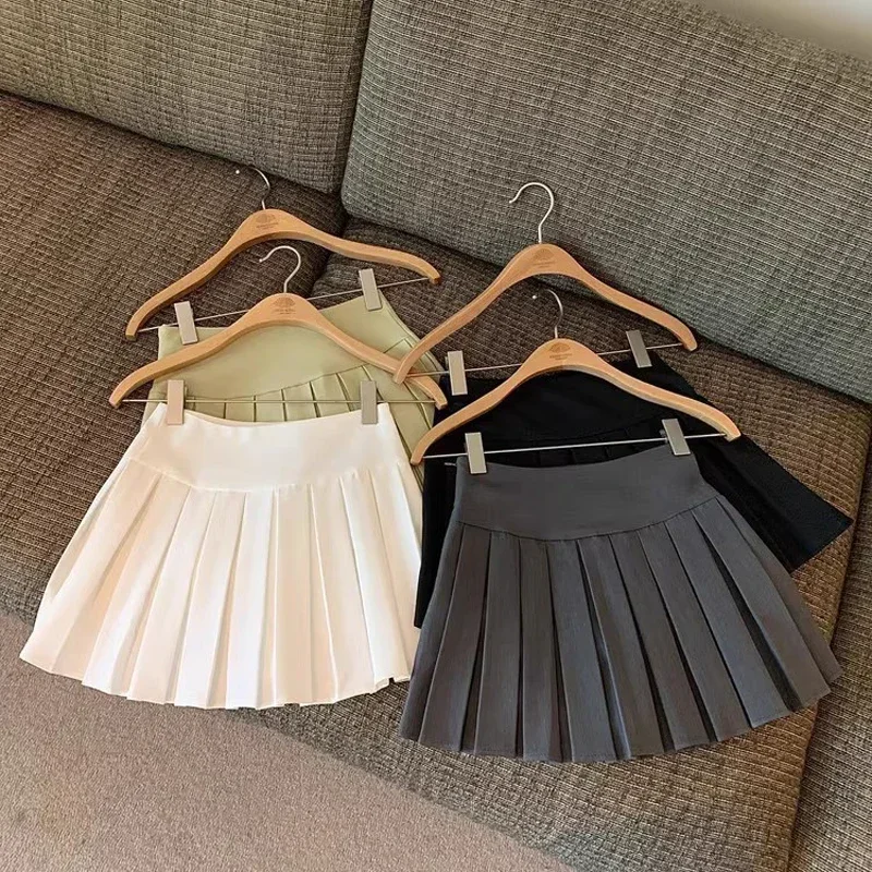 Spring Girls High Waisted A-Line White Pleated Skirt Children's Clothing Fashionable Girl Half Body Skirt Baby Kids Short Skirt