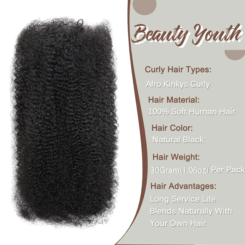 Premium Afro Kinky Bulk 100% cabello humano Afro Kinkys cabello humano a granel para extensiones de rastas reparación Locs crear rastas