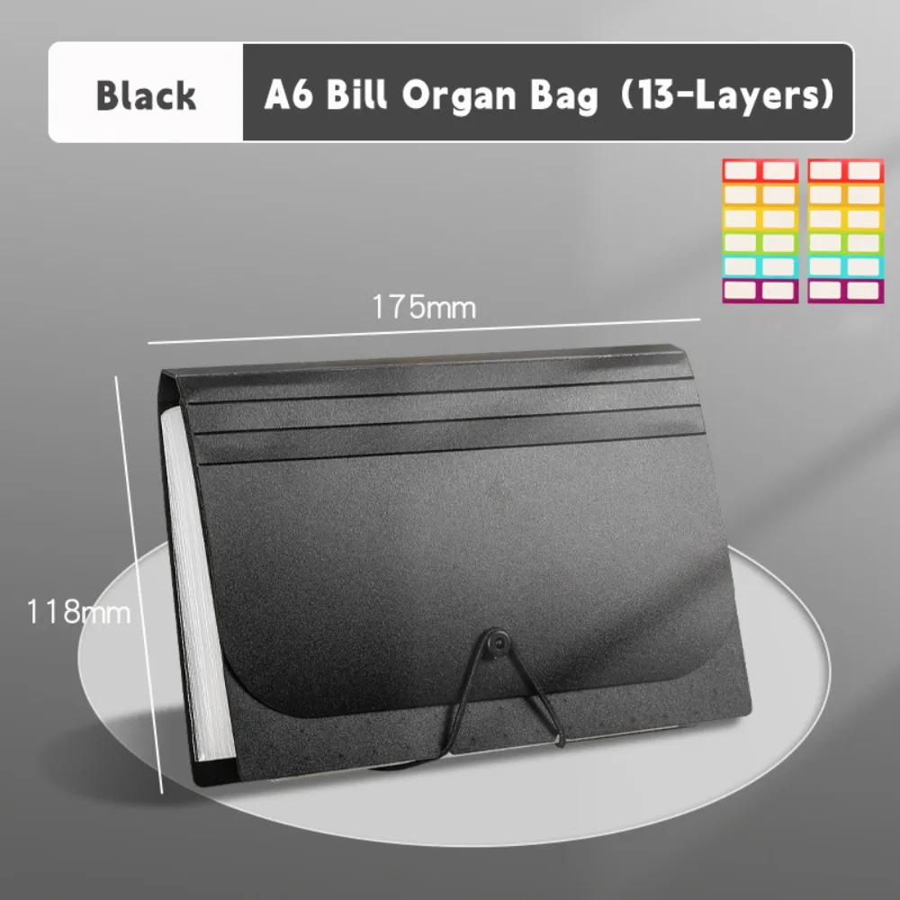 

Vertical A6 Bill Storage Booklet 13-Layers Strap Design Bank Deposit Folder Large Capacity Portable Postcard Holder