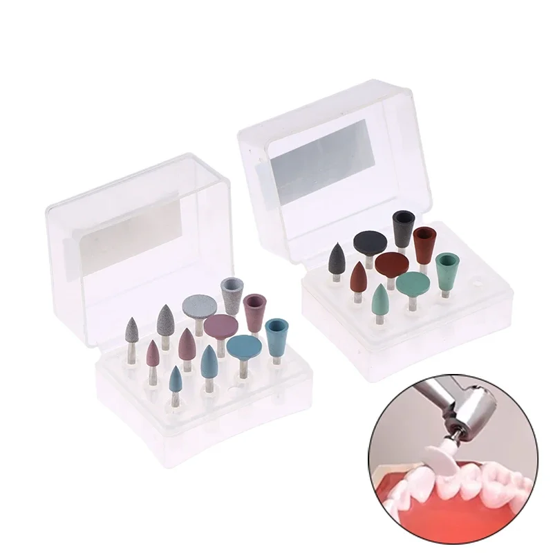 

9/12Pcs/Set Dental Silicone Polishing Grinding Heads Teeth Polisher For Low-speed Handpiece Dental Polishing Materials