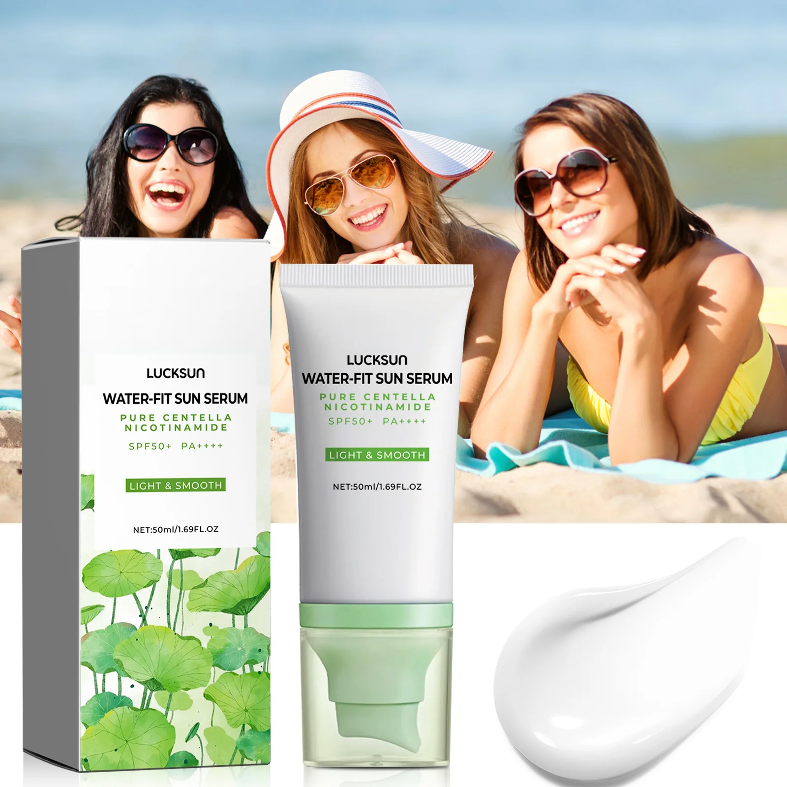 

LUCKSUN SPF50+ PA++++ Water-Fit Sun Serum 50 мл - Легкая, увлажняющая для всех типов кожи, для путешествий, на каждый день