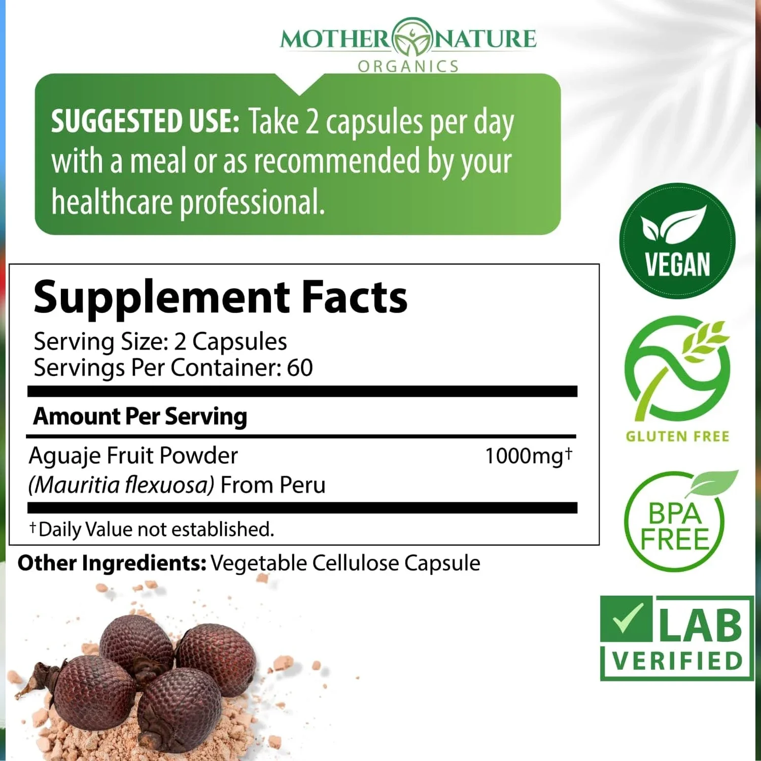 Aguaje 1000mg - Helps Maintain Hormonal Balance, Relieve Menopausal Discomfort, Improve Mood, and Promote Women's Health