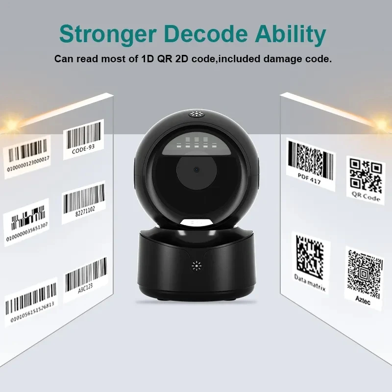 NETUM Desktop 2D QR Barcode Scanner, Omnidirectional Hands-Free Wired USB Big Barcode Reader 1D QR Screen Barcodes Scanning