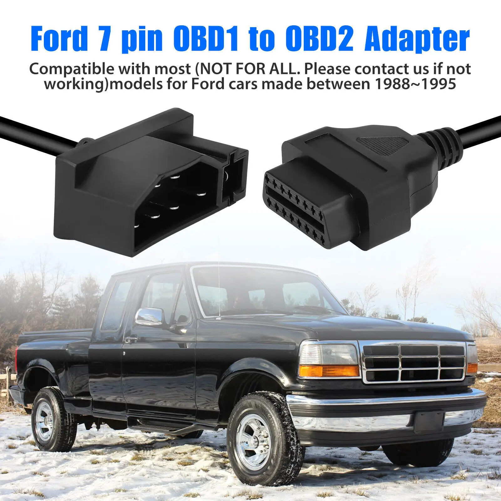 7 Pin OBD1 to OBD2 Cable Adapter Code Reader Scanner Engine Repair Tool For Ford