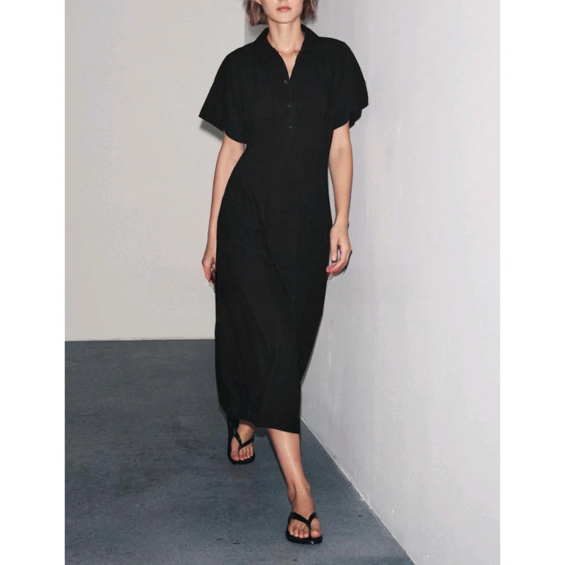 Outono nova chegada feminina a linha dr com gola em camadas ort sve comprimento médio único botão casual dr