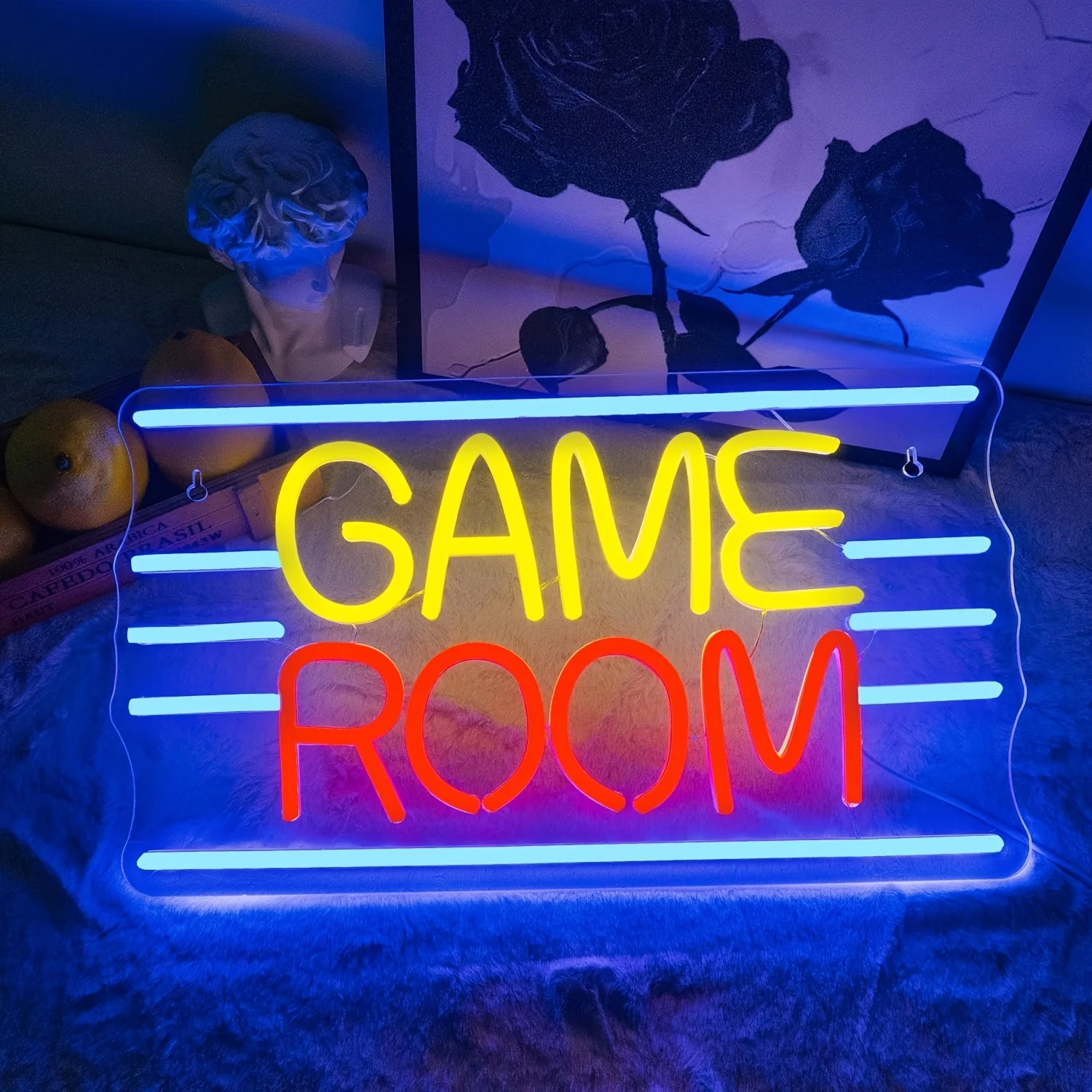Game Room Neon Signs with Customized Text, USB-Powered Wall Decorative Light Strips, Dimmable with Push Button Control