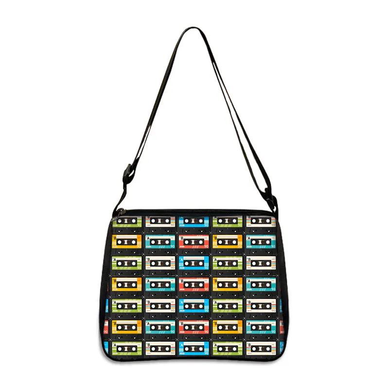 Cassette Tape Recorder Printing Handbag Back To 80s 90s Women Shoulder Bags for Travel Underarm Leisure Adjustable Crossbody Bag