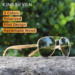 KINGSEVEN 2024 New Handmade Wood Sunglasses Polarized Men's Glasses UV400 Protection Mirror Eyewear Wooden Temples Oculos Z5518