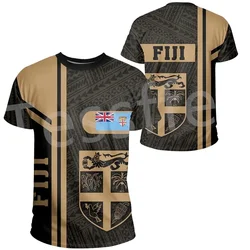 Camiseta de manga corta con cuello redondo para hombre y mujer, Top con estampado 3D de la bandera de tortuga de la tribu polinesiana, Rugby de Fiyi, diversión informal de calle de verano