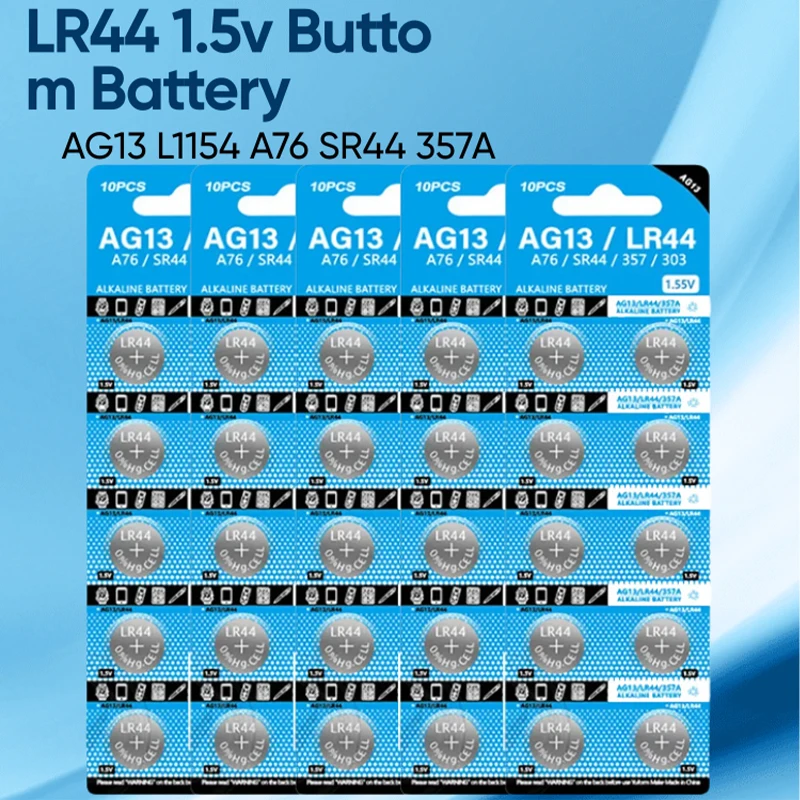 LR44 1.5v button battery AG13 L1154 A76 SR44 357A universal button electronic watch computer toy remote control vernier caliper