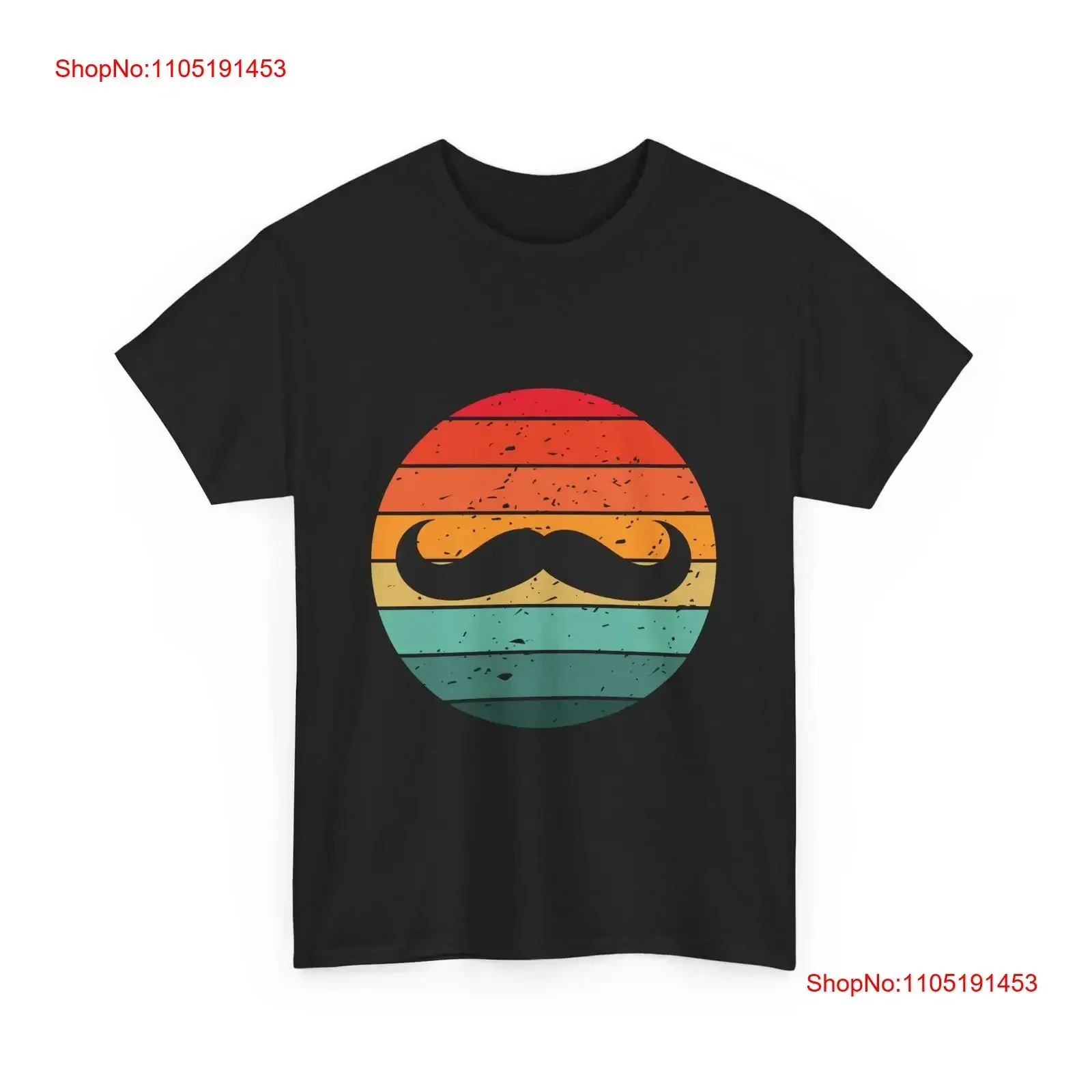 

Retro Sunset Mustache T Shirt Cotton Black Choose Size vintage Washed designer clothes Versatile fashion Top For Everyday Wear