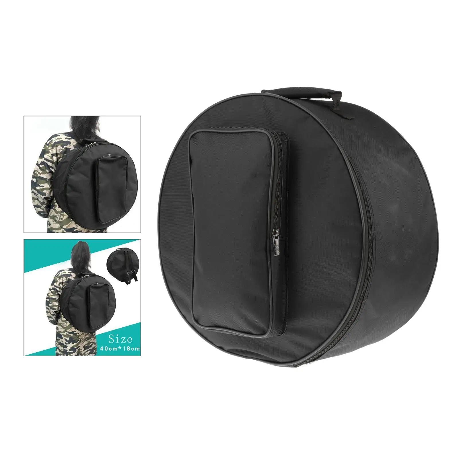 15 inch Compact Snare Drum Bag Backpack Case with Shoulder Strap & Outside Pockets Musical Instrument Parts