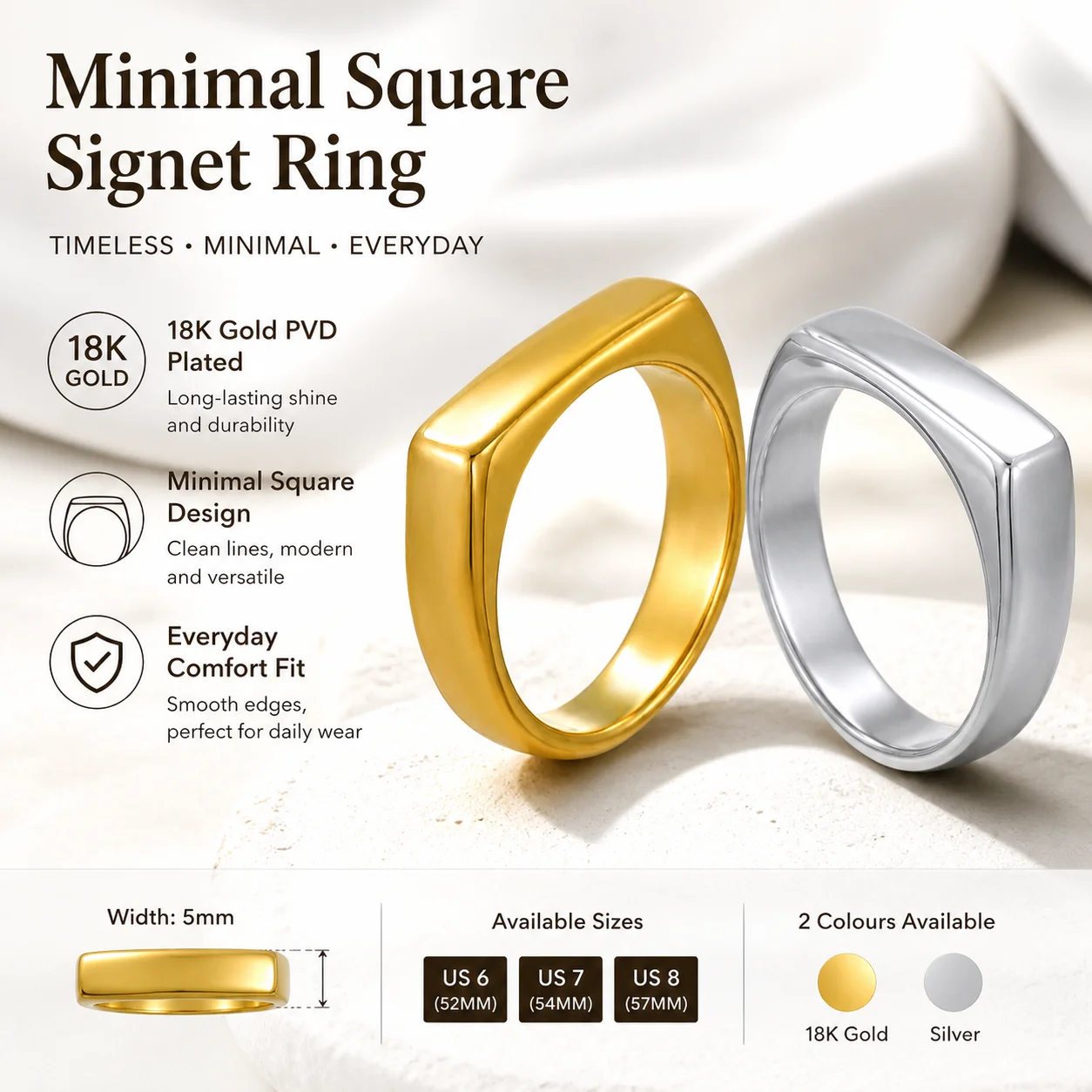 St.delan Unisex Custom Name Signet Ring Initial Letter Logo Stainless Steel Punk Fashion Wedding Band Jewelry for Women Men