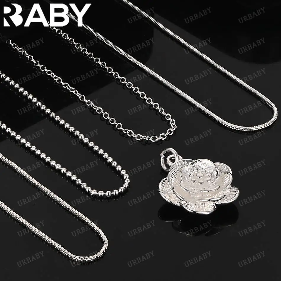 

URBABY 40-75cm 925 Sterling Silver Flower Pendant Necklace For Women Anniversary Gift Popular Wild Fashion Romantic Jewelry