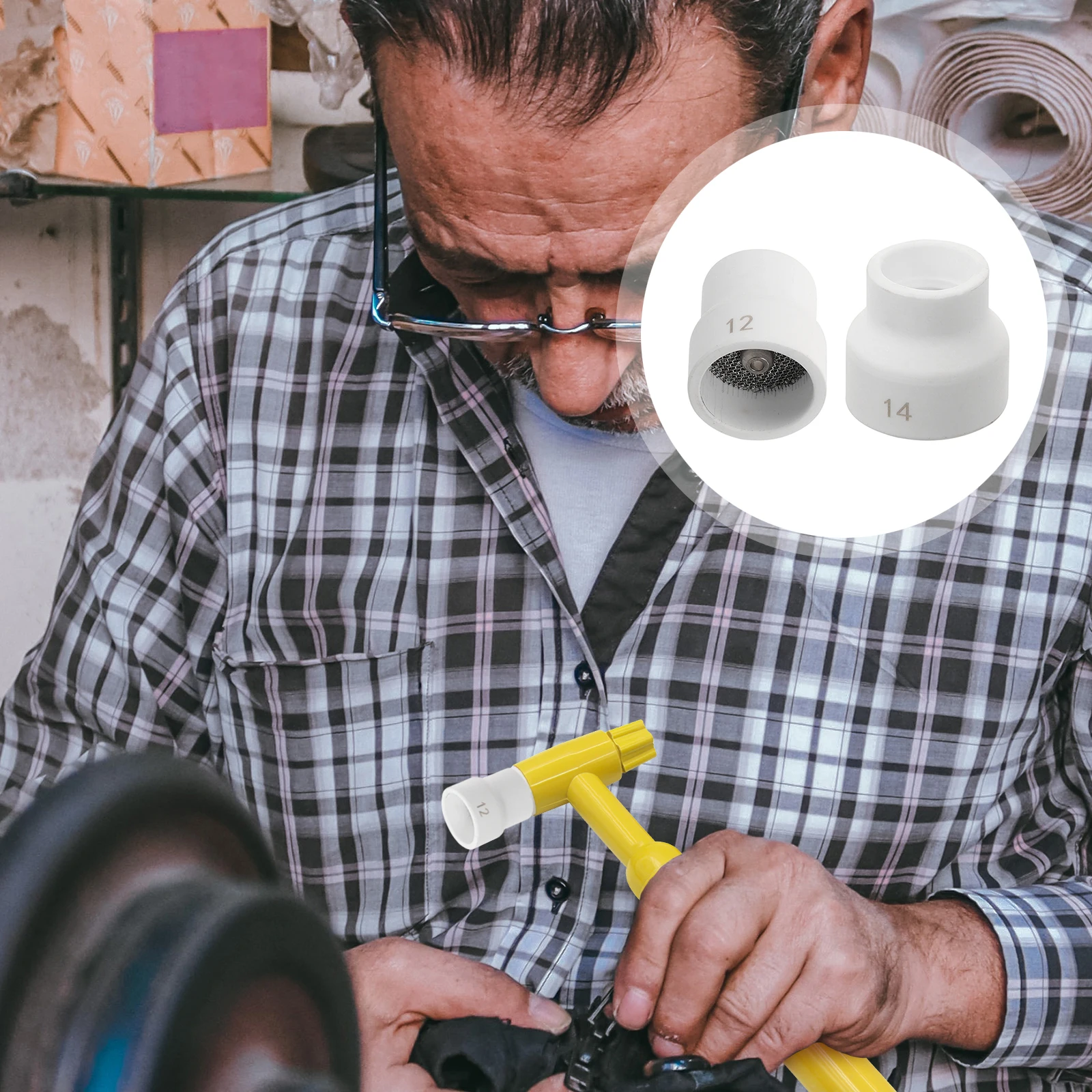 

2Pcs Cup for Tig Welding Torch Ceramic Gas Lens Nozzle Replacement Welding Supply with Ergonomic Design for Long Term Use