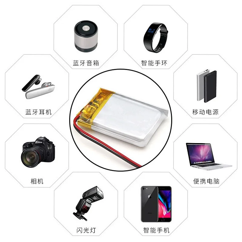 3.7V 850mAh 802540 Lithium Polymer LiPo Rechargeable Battery For Mp3 PAD DVD E-book Bluetooth Speaker Recorder 8*25*40mm