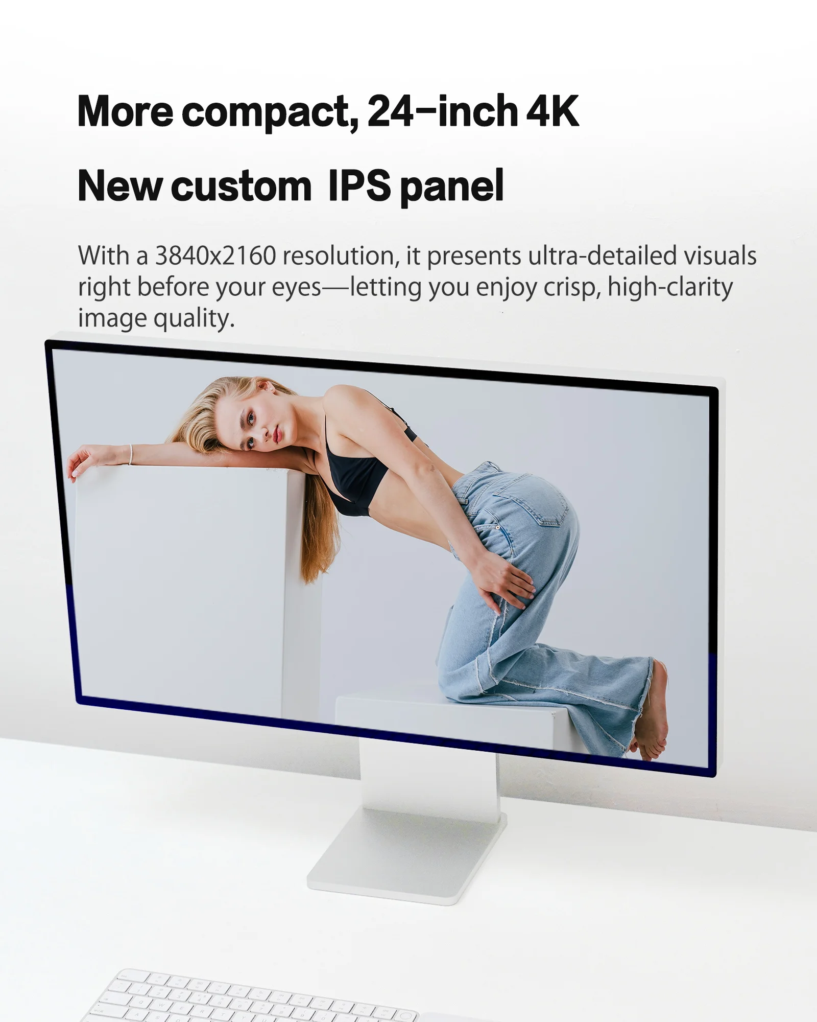 Kuycon P24U Computer Monitor 24 Inch IPS Black Panel UHD 4K PC Display Aluminum Alloy with Lifting Rotary Stand HDMI USB-C Ports
