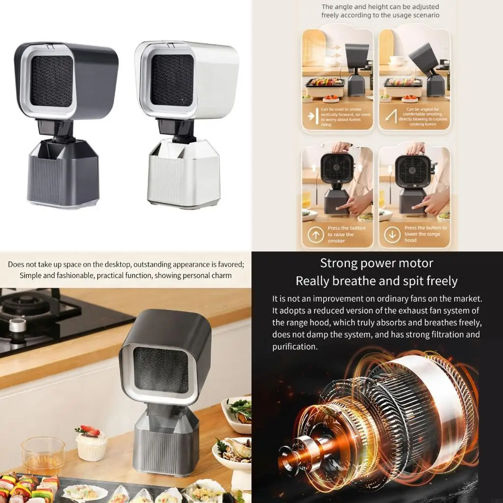 

Настольная портативная вытяжка Настольная вытяжка 2-скоростной кухонный вытяжной вентилятор для вытяжки внутри помещения