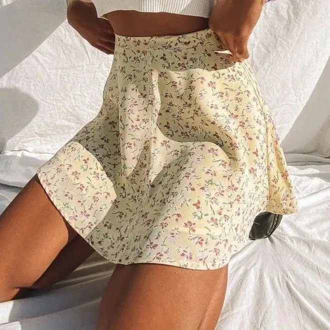 

Women s Elegant Satin Mini Skirt Floral High Waist Mini Silk A-Line Skirt Y2k Clothes Dress Streetwea