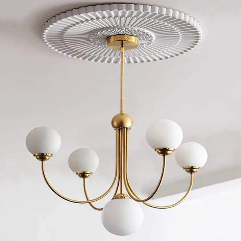 French Simple Ceiling Chandeliers Designer Glass Ball Lampshade Living Room Restaurant Kitchen Cafe Homestay Offical Decoration
