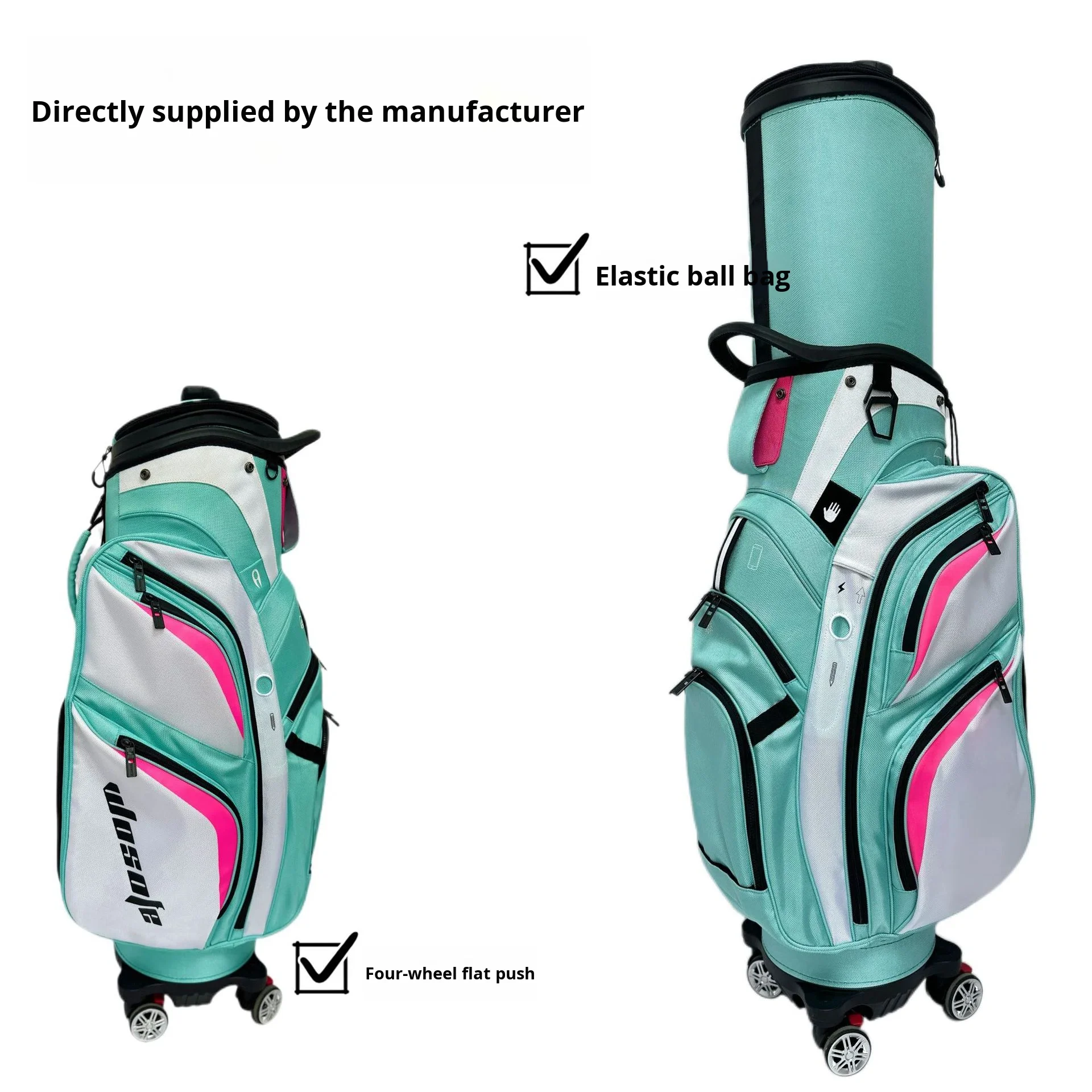 Supply multi-functional retractable carry four-wheel golf bag waterproof PU synthetic leather wear-resistant