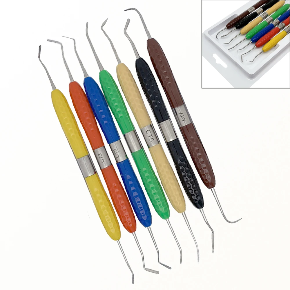 

7PCS/SET Dental Resin Filler Set Plastic Dresser With Silicone Handle Aesthetic Restoration Kit for Resin Knife Spatula Tool