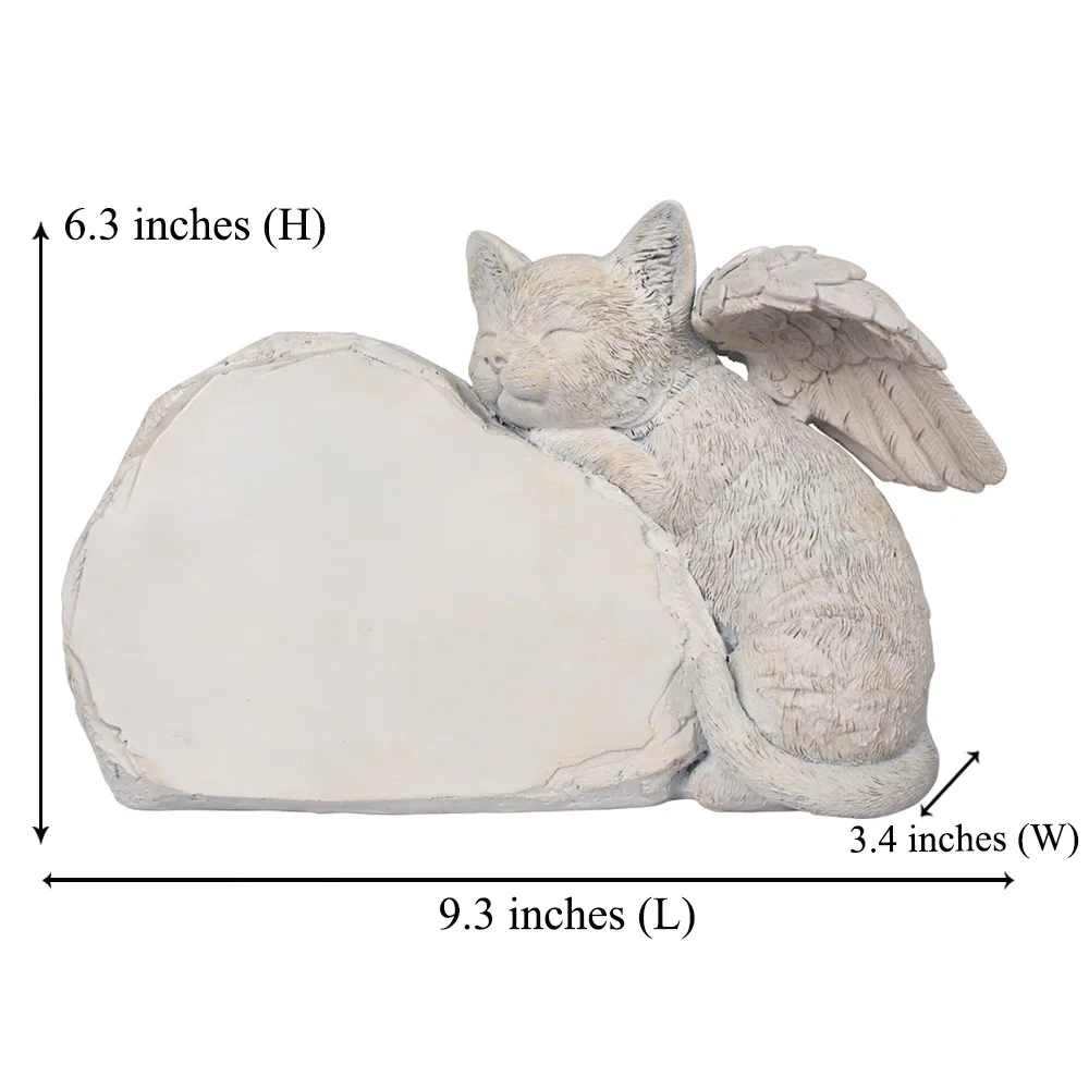 Personalized Cat Angel Memorial Garden Statue- Engraved Pet Cat Memorial Stone - Cat Grave Marker -Any Word