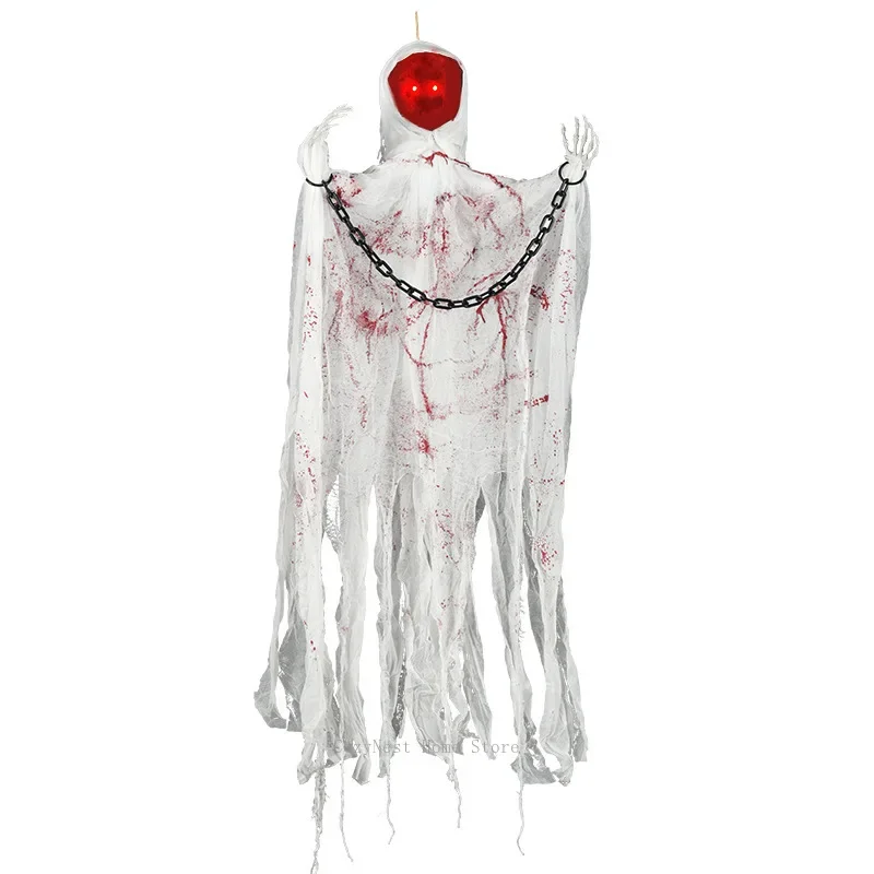 Faceless Ghost Induction Electric Light Sound Moving Scary Decoration with Chain