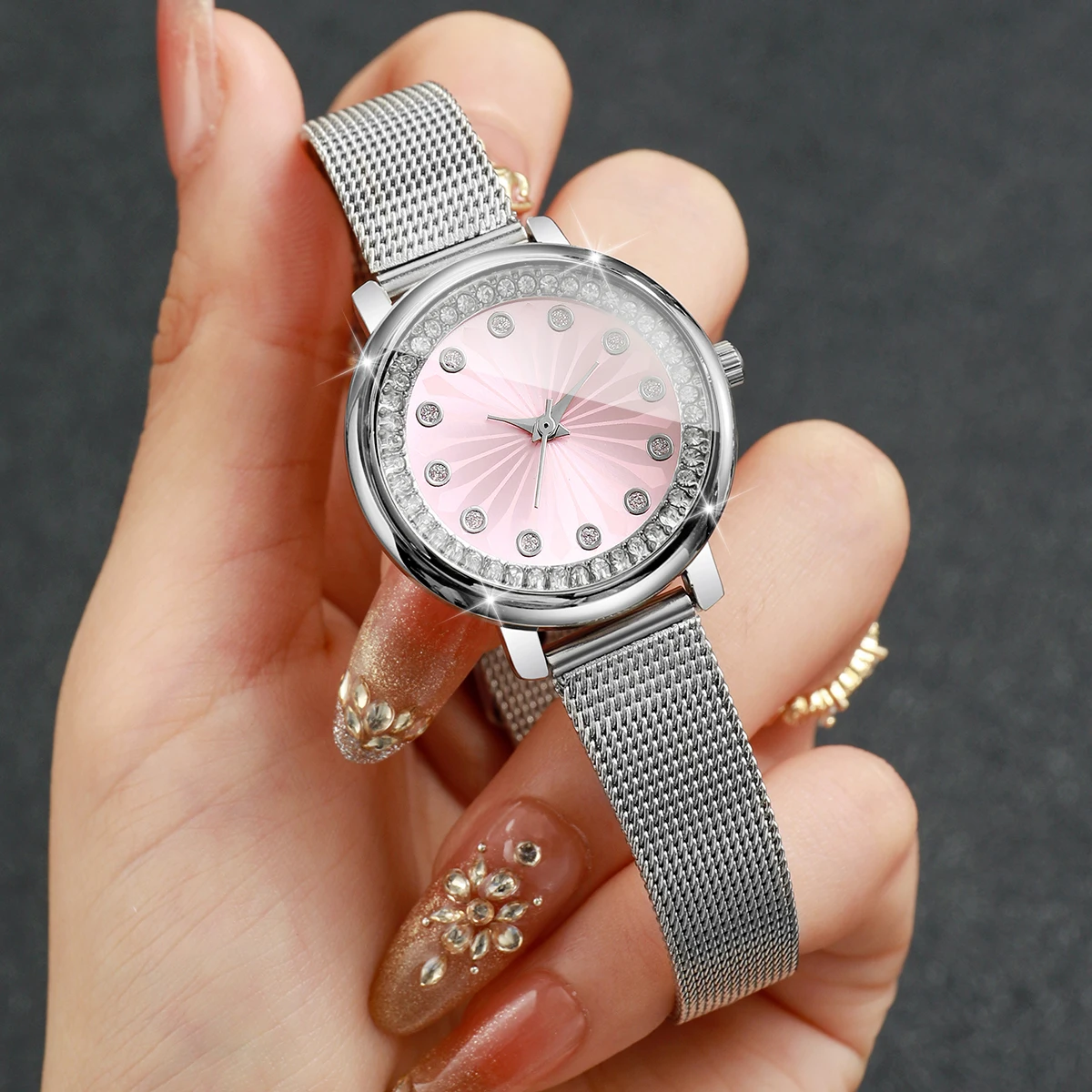 패션 라인스톤 여성 쿼츠 시계 실버 메쉬 스트랩 여성용 - Jewelry Watches Silver 리뷰 및 가격