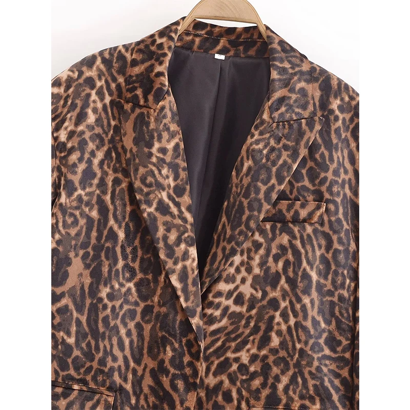 Yenkye feminino leopardo impressão colheita veludo blazer manga longa lapela gola alta rua terno jaqueta outono inverno senhora outfits