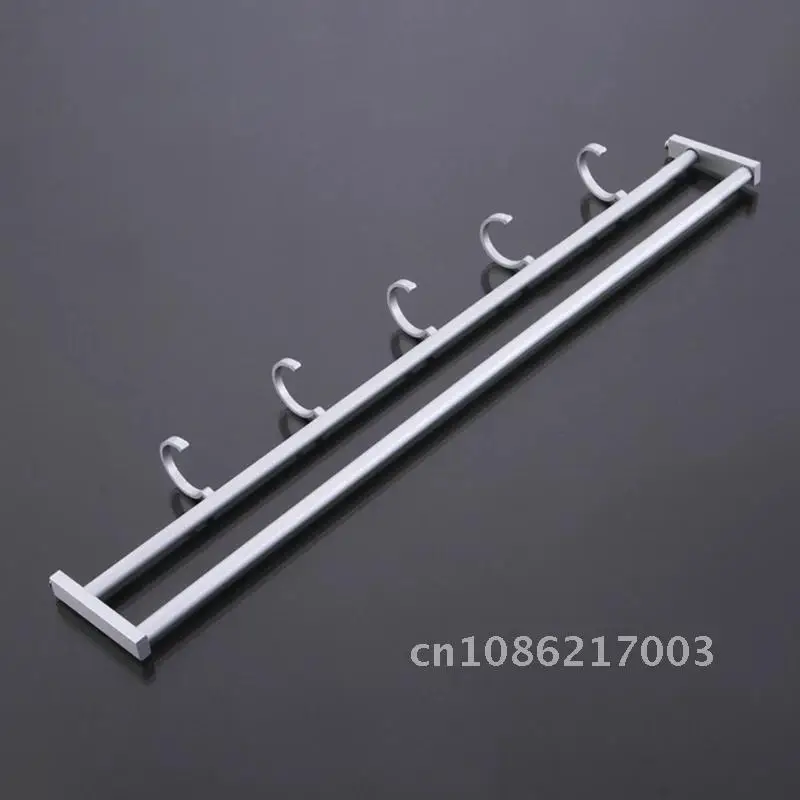 

Aluminum Bathroom Towel Coat Rack 2 Layer Wall-Mounted Shower Shelf Metal Shower Tray Bathroom Towel Bracket Wall Hook for Towe