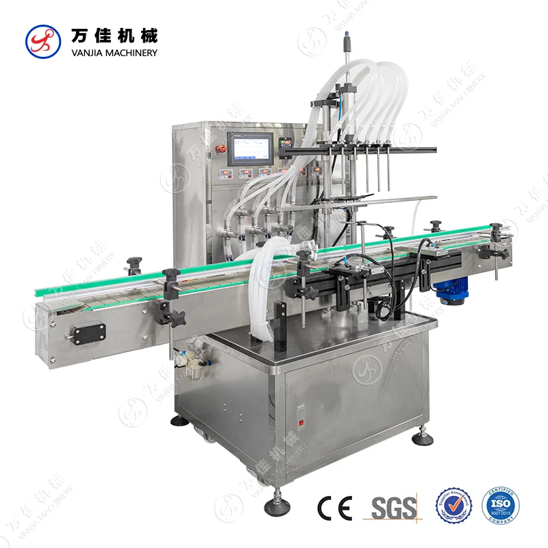 Automatic Six Head Magnetic Pump Liquid Filler 1 Liter Small Scale Glass Bottle Filling Machine With Conveyor