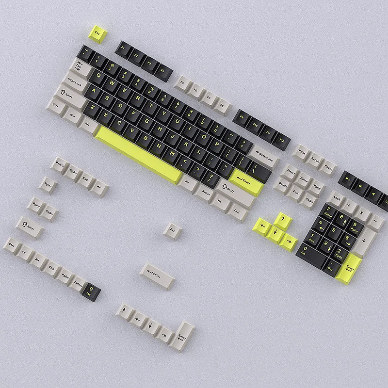 

Black-gray-green mechanical keyboard keycap Sanpin PBT small full set of customized two-color